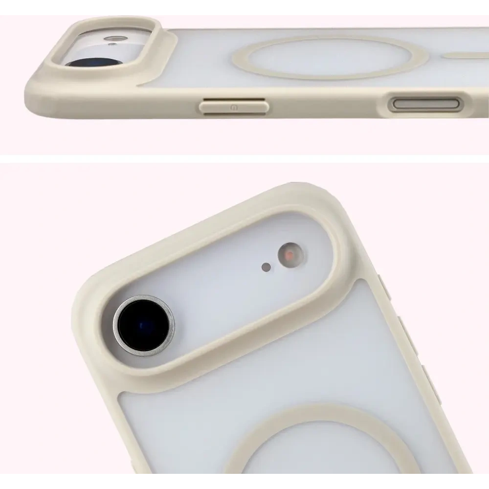 Etui z pierścieniem magnetycznym Bizon Case MatteO do Apple iPhone 17 Air przydymione-beżowe