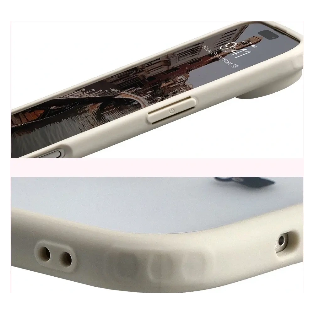 Etui z pierścieniem magnetycznym Bizon Case MatteO do Apple iPhone 17 Air przydymione-beżowe