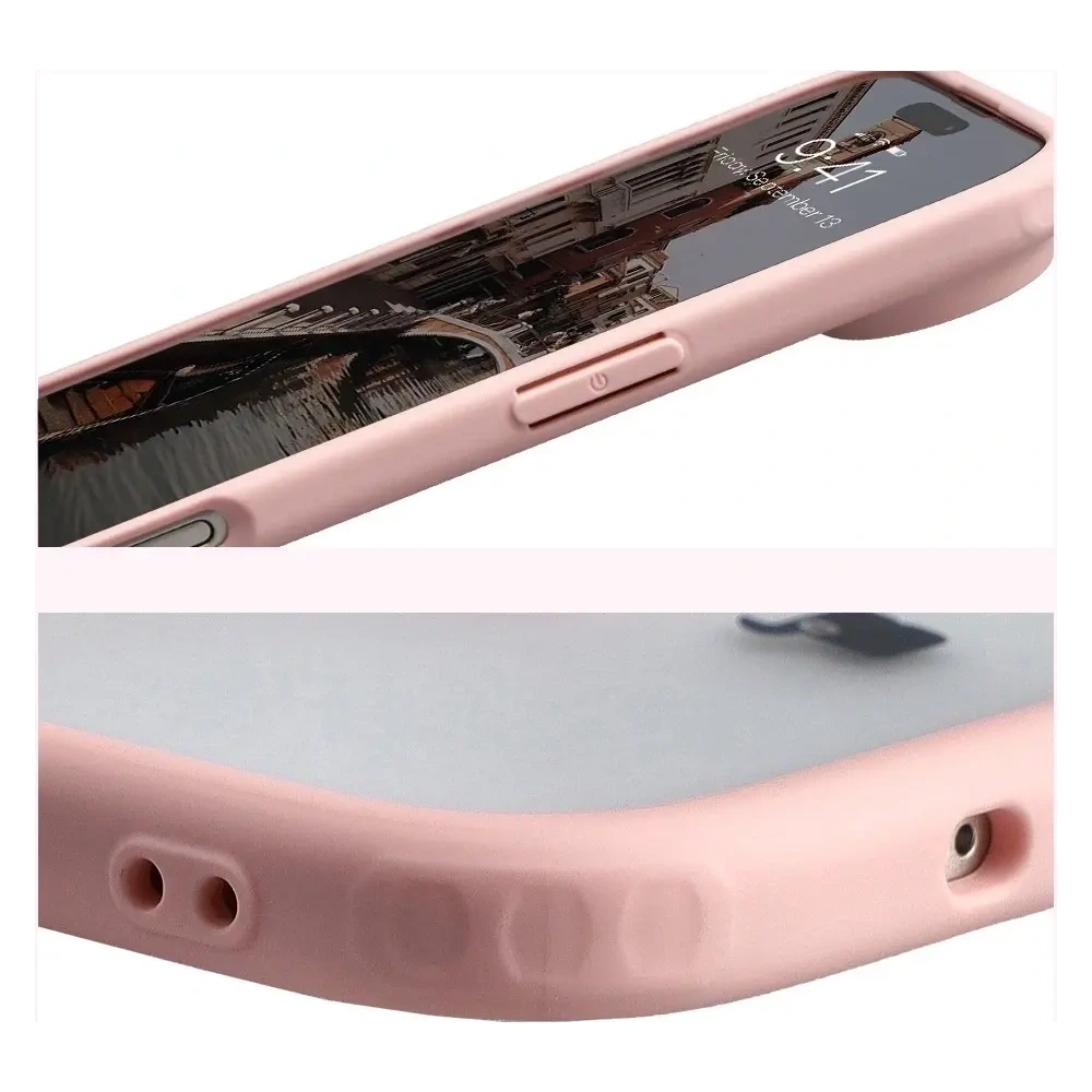 Etui z pierścieniem magnetycznym Bizon Case MatteO do Apple iPhone 17 Air przydymione-jasnoróżowe