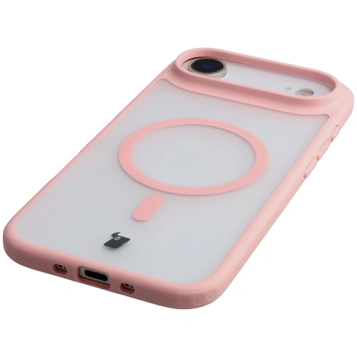 Etui z pierścieniem magnetycznym Bizon Case MatteO do Apple iPhone Air przydymione-jasnoróżowe