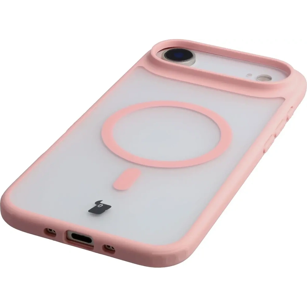 Etui z pierścieniem magnetycznym Bizon Case MatteO do Apple iPhone 17 Air przydymione-jasnoróżowe
