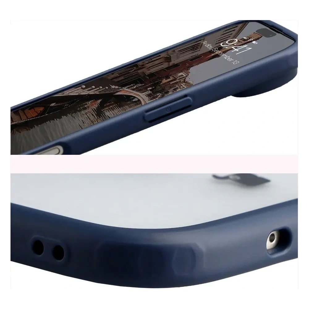 Etui z pierścieniem magnetycznym Bizon Case MatteO do Apple iPhone 17 Air przydymione-granatowe