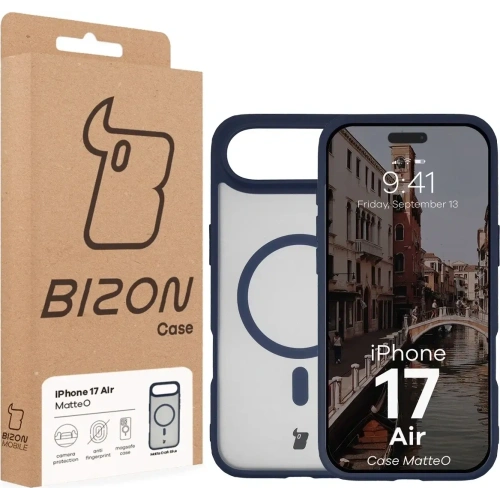Etui z pierścieniem magnetycznym Bizon Case MatteO do Apple iPhone Air przydymione-granatowe