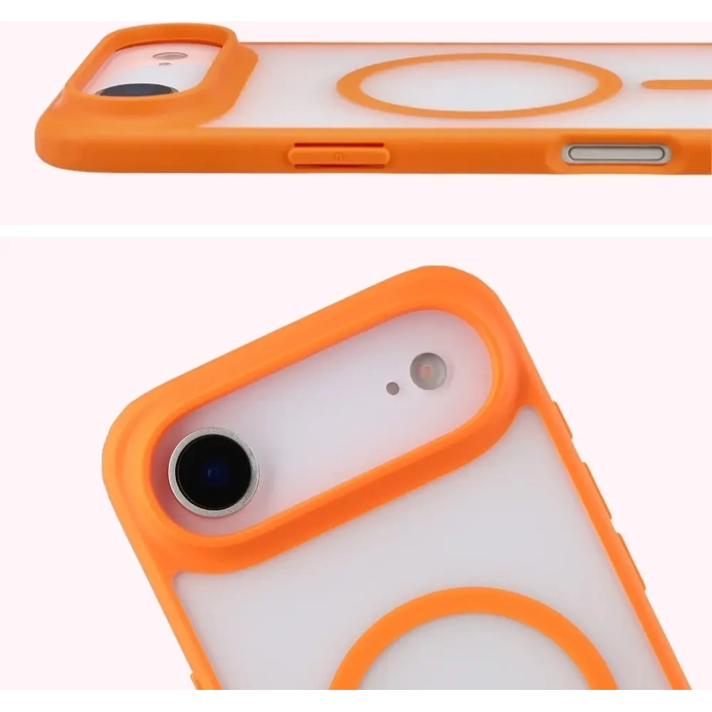 Etui z pierścieniem magnetycznym Bizon Case MatteO do Apple iPhone 17 Air przydymione-pomarańczowe