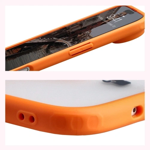 Etui z pierścieniem magnetycznym Bizon Case MatteO do Apple iPhone Air przydymione-pomarańczowe