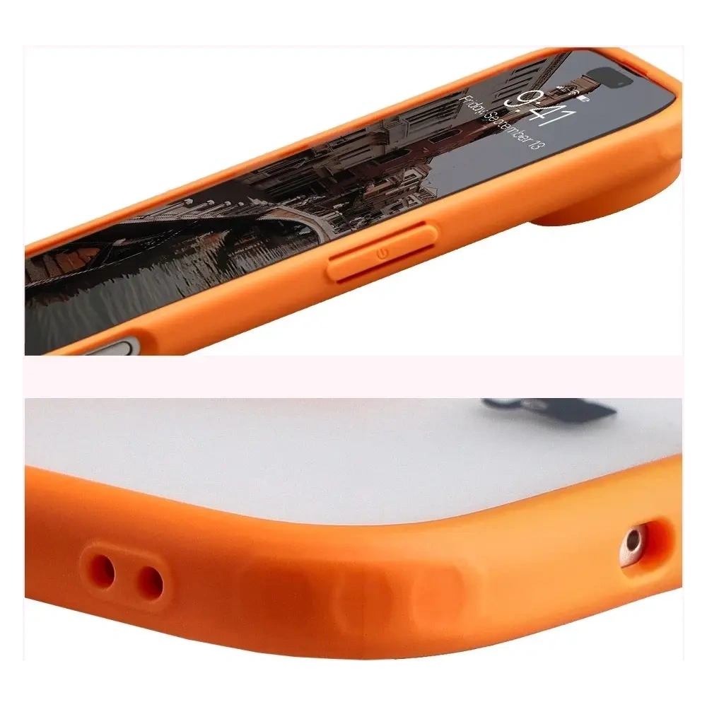 Etui z pierścieniem magnetycznym Bizon Case MatteO do Apple iPhone 17 Air przydymione-pomarańczowe