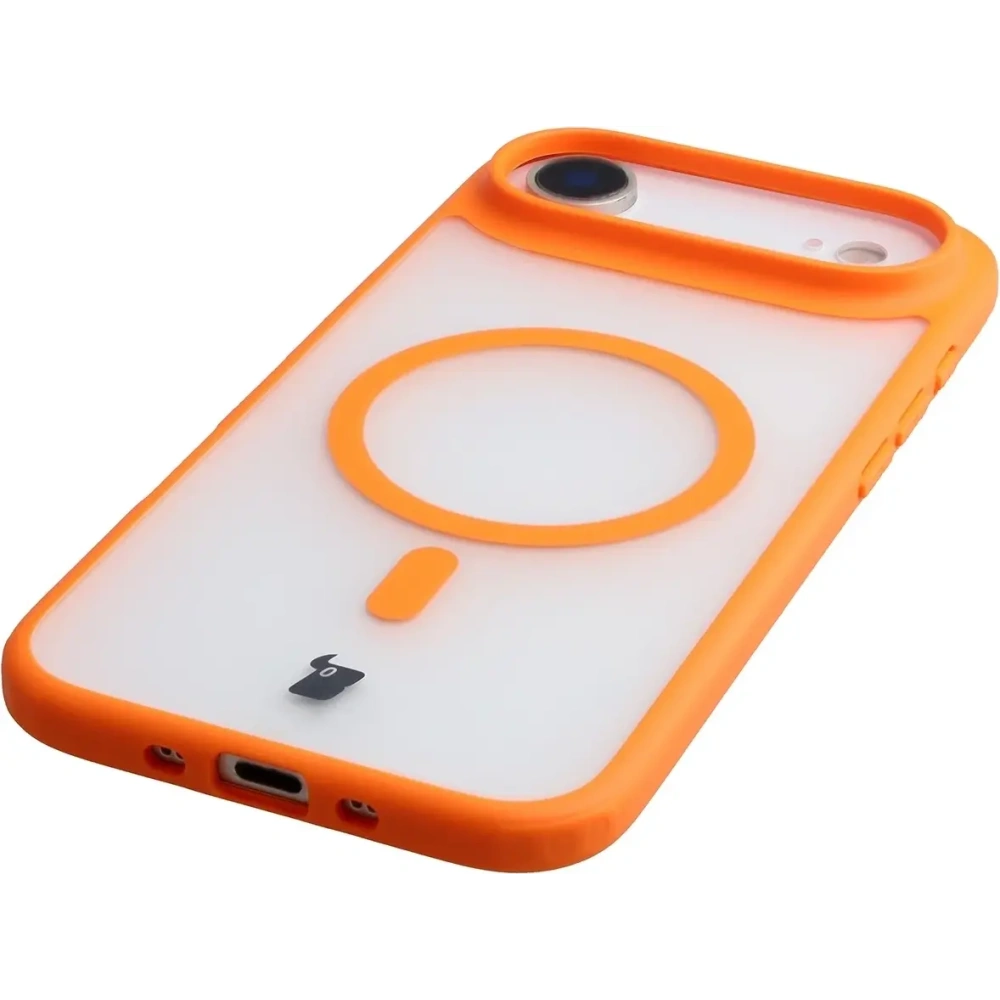 Etui z pierścieniem magnetycznym Bizon Case MatteO do Apple iPhone 17 Air przydymione-pomarańczowe