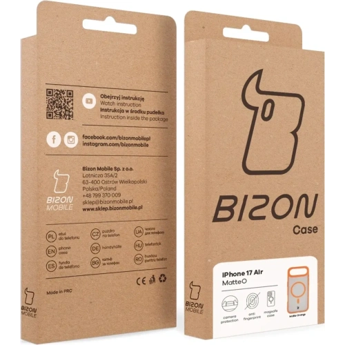 Etui z pierścieniem magnetycznym Bizon Case MatteO do Apple iPhone Air przydymione-pomarańczowe