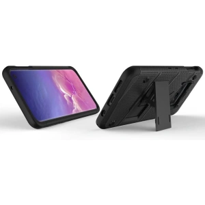 Hurtownia GSM - Husă de protecție Zizo Bolt pentru Samsung Galaxy S10e cu sticlă 9H pe ecran + suport și prindere pentru curea (Negru/Negru) - ZIZ001BLK - {ean13} - Hurt