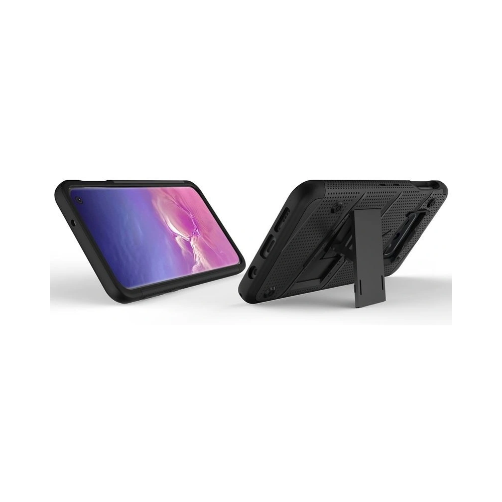Hurtownia GSM - Pancéřové pouzdro Zizo Bolt Cover Samsung Galaxy S10e se sklem 9H na displej + stojánek a držák na pásek (Černá/Černá) - ZIZ001BLK - {ean13} - Hurt