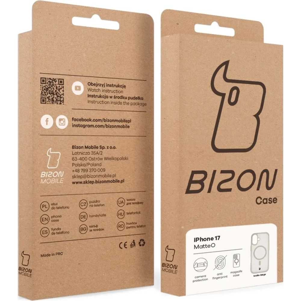 Etui z pierścieniem magnetycznym Bizon Case MatteO do Apple iPhone 17 przydymione-beżowe