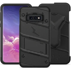Hurtownia GSM - Husă de protecție Zizo Bolt pentru Samsung Galaxy S10e cu sticlă 9H pe ecran + suport și prindere pentru curea (Negru/Negru) - ZIZ001BLK - {ean13} - Hurt