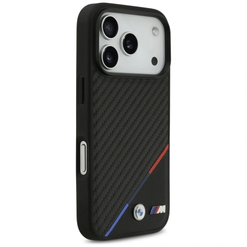 Etui BMW M Carbon Tricolor Line MagSafe do Apple iPhone 17 Pro czarny