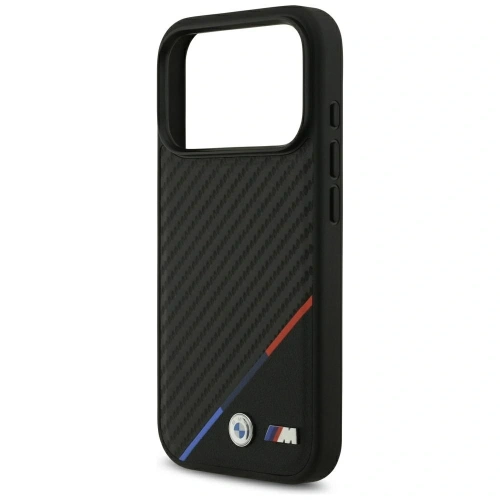 Etui BMW M Carbon Tricolor Line MagSafe do Apple iPhone 17 Pro czarny