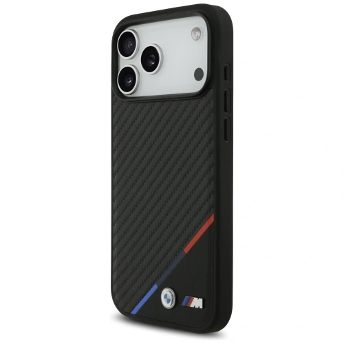Etui BMW M Carbon Tricolor Line MagSafe do Apple iPhone 17 Pro Max czarny