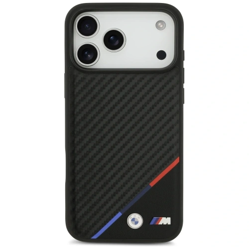 Etui BMW M Carbon Tricolor Line MagSafe do Apple iPhone 17 Pro Max czarny