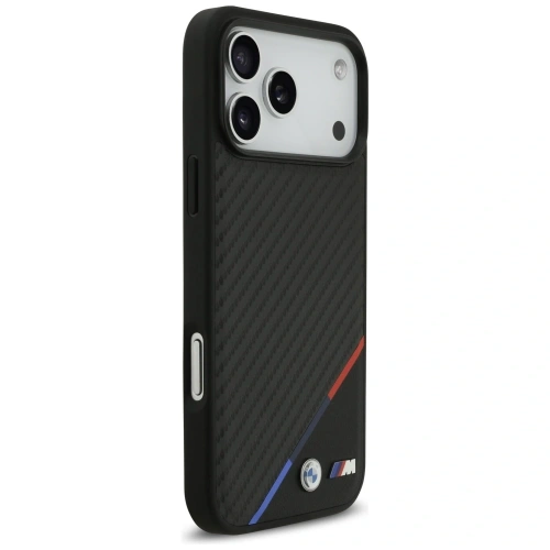 Etui BMW M Carbon Tricolor Line MagSafe do Apple iPhone 17 Pro Max czarny