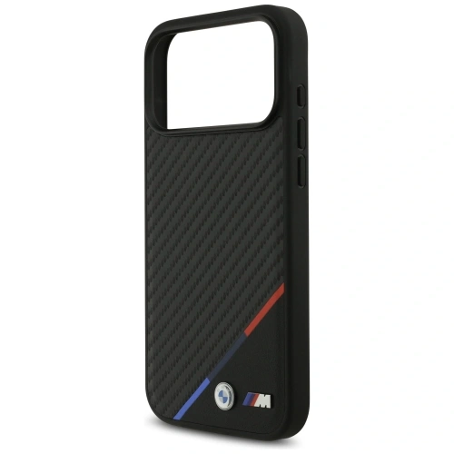 Etui BMW M Carbon Tricolor Line MagSafe do Apple iPhone 17 Pro Max czarny