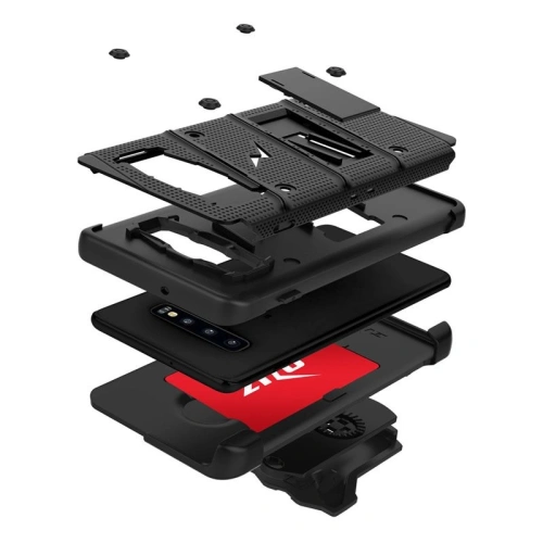 Pancerne etui Zizo Bolt Cover Samsung Galaxy S10 oraz podstawka & uchwyt do paska (Black/Black)