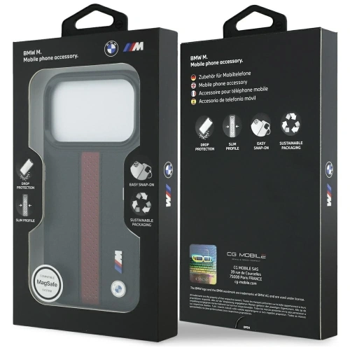 Etui BMW M Perforated Stripe Logo MagSafe do Apple iPhone 17 Pro czerwony