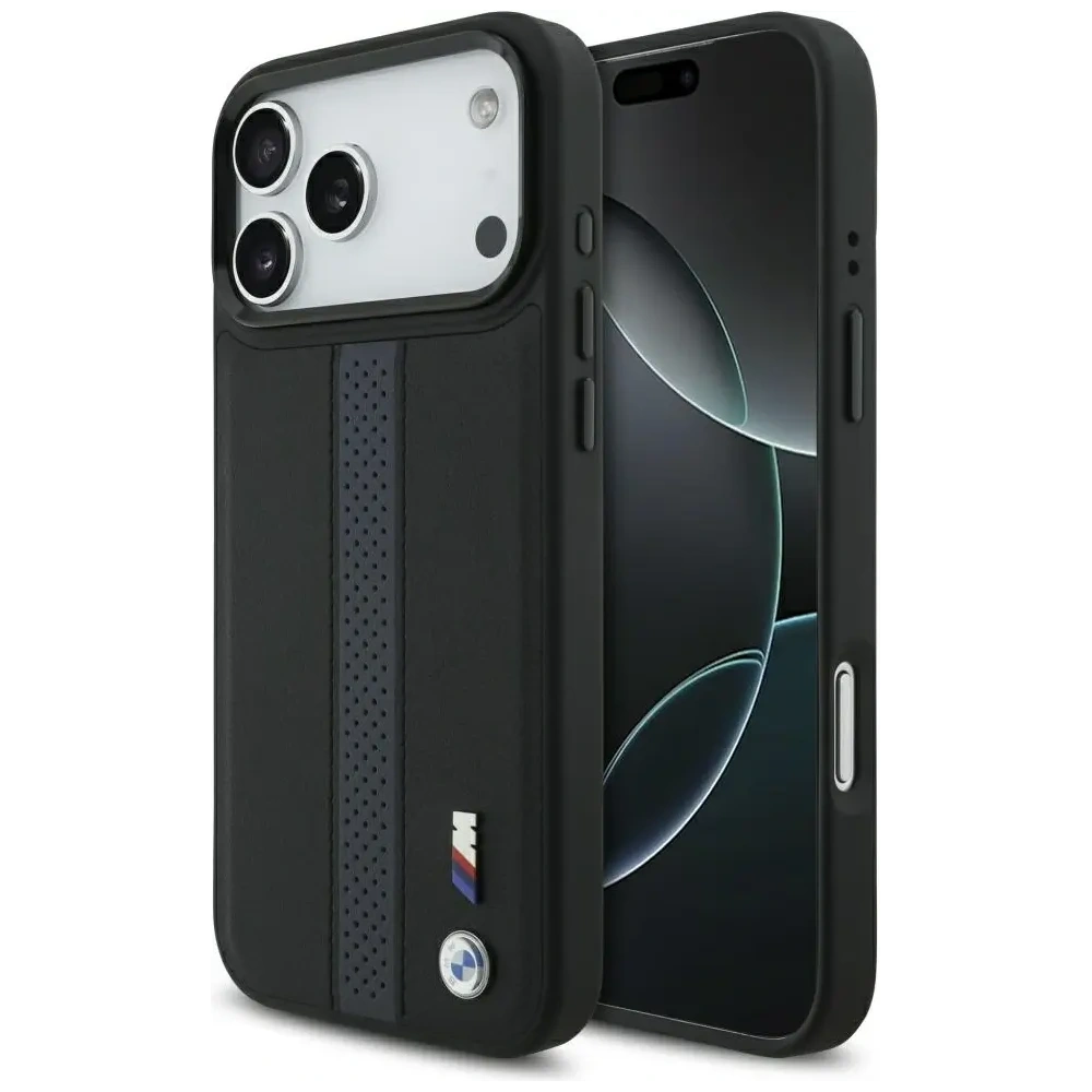 Etui BMW M Perforated Stripe Logo MagSafe do Apple iPhone 17 Pro Max niebieski