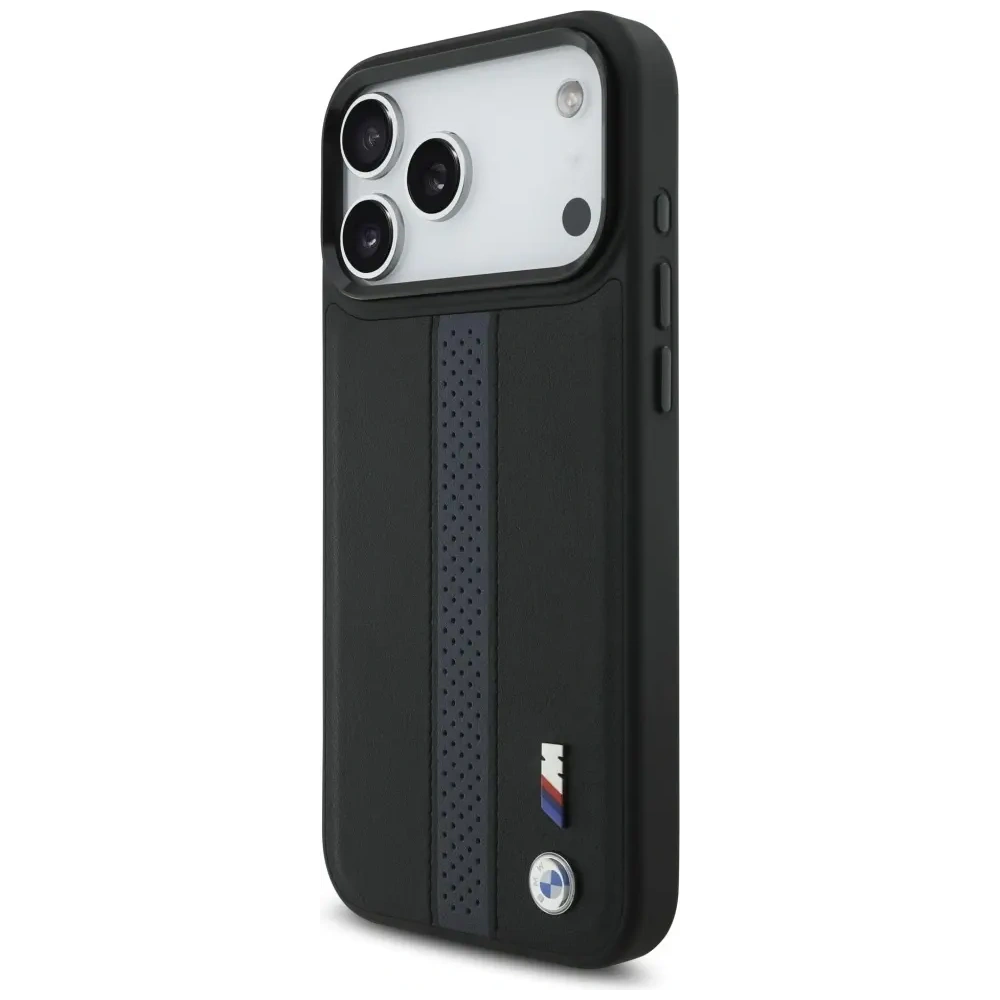 Etui BMW M Perforated Stripe Logo MagSafe do Apple iPhone 17 Pro Max niebieski