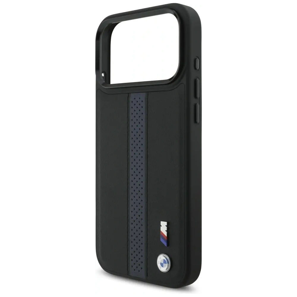 Etui BMW M Perforated Stripe Logo MagSafe do Apple iPhone 17 Pro Max niebieski