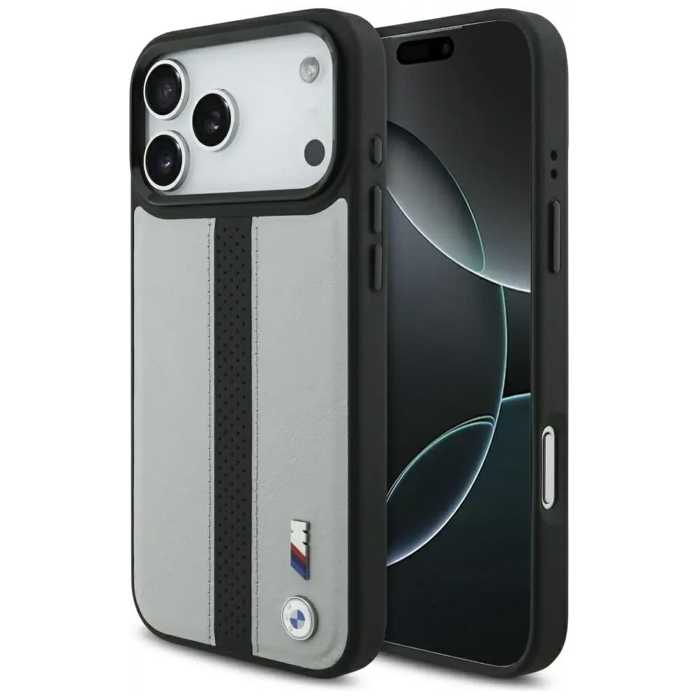 Etui BMW M Perforated Stripe Logo MagSafe do Apple iPhone 17 Pro Max szary