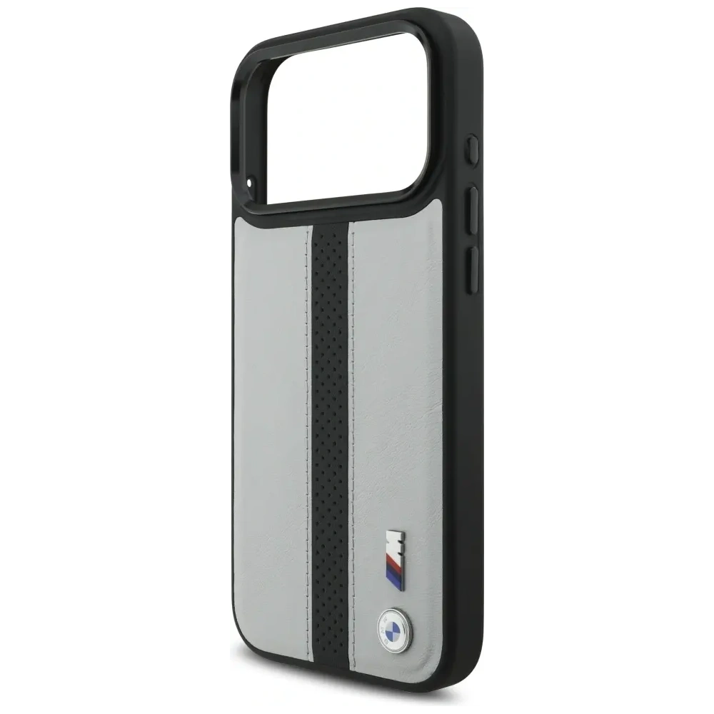 Etui BMW M Perforated Stripe Logo MagSafe do Apple iPhone 17 Pro Max szary