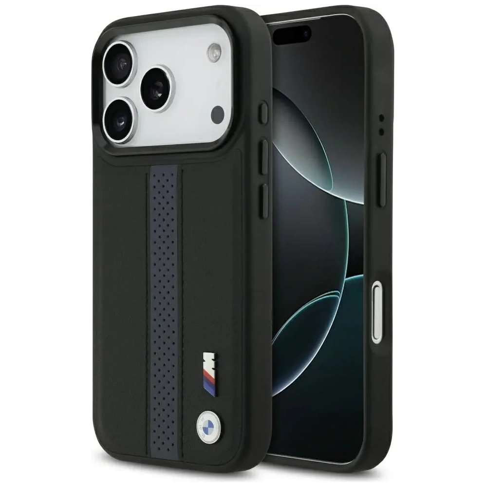 Etui BMW M Perforated Stripe Logo MagSafe do Apple iPhone 17 Pro niebieski