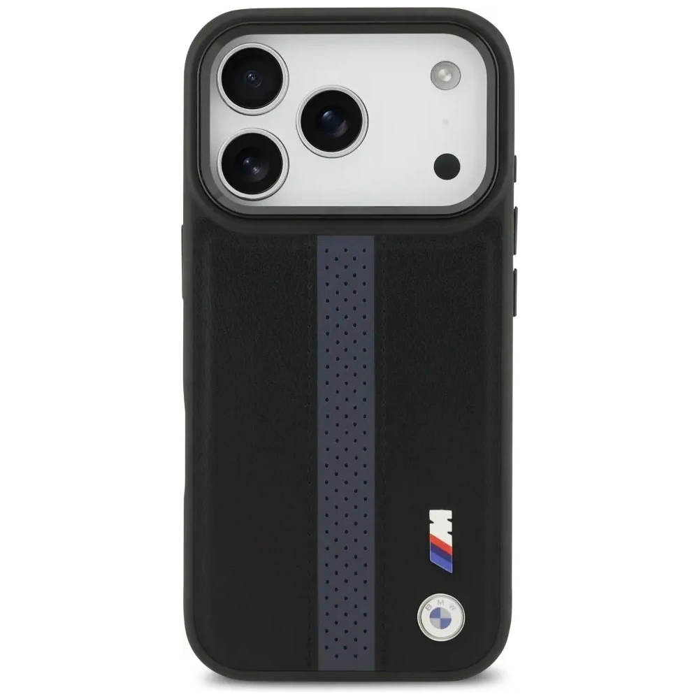 Etui BMW M Perforated Stripe Logo MagSafe do Apple iPhone 17 Pro niebieski
