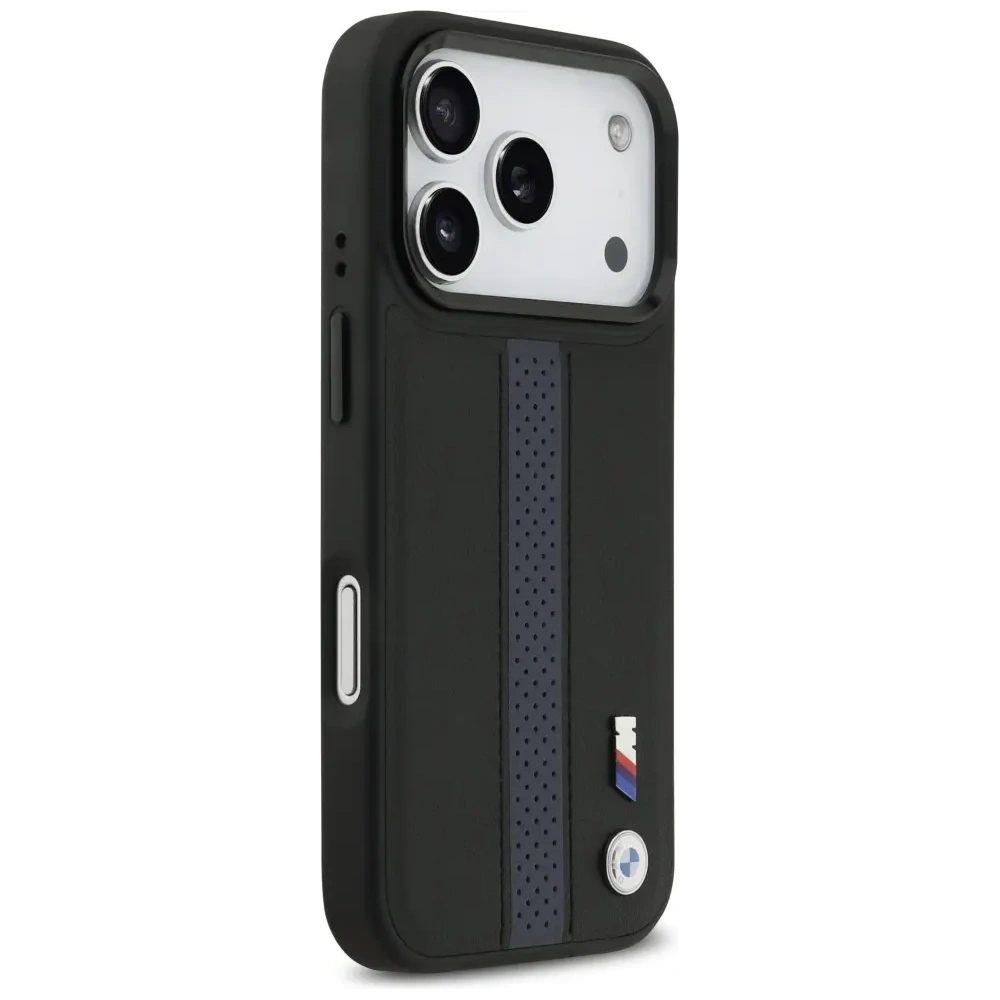 Etui BMW M Perforated Stripe Logo MagSafe do Apple iPhone 17 Pro niebieski