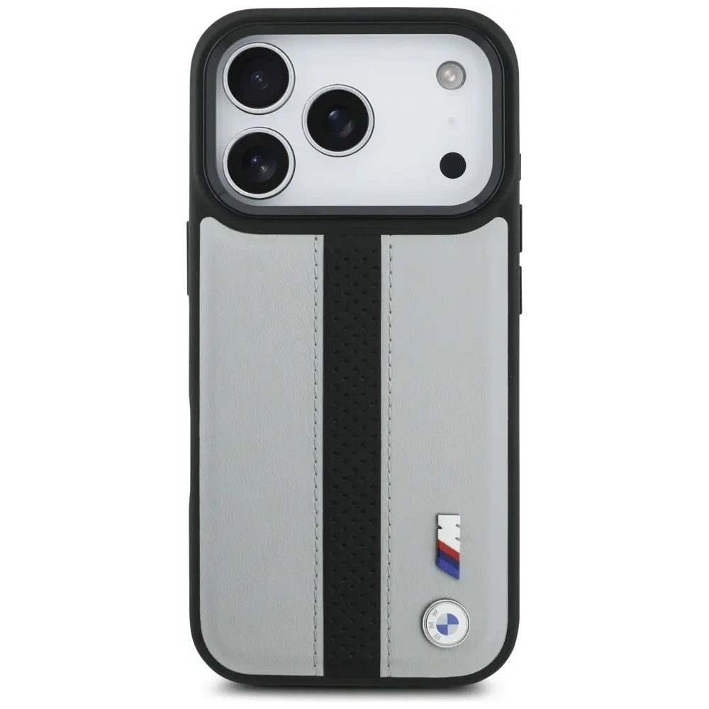 Etui BMW M Perforated Stripe Logo MagSafe do Apple iPhone 17 Pro szary