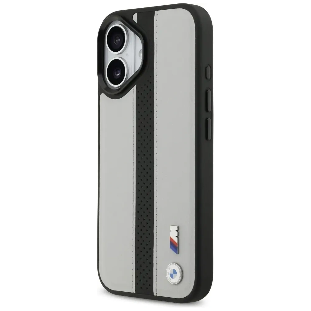 Etui BMW M Perforated Stripe Logo MagSafe do Apple iPhone 17 szary