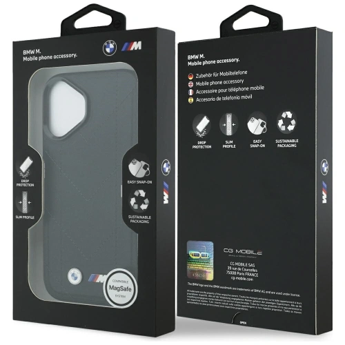 Etui BMW M Quilted Logo MagSafe do Apple iPhone 17 czarny