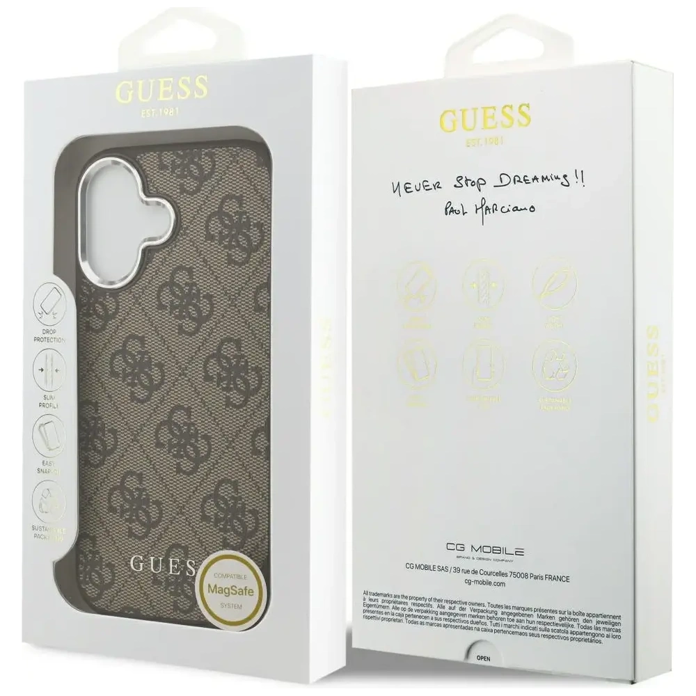 Etui Guess 4G Classic Logo MagSafe do Apple iPhone 17 brązowy