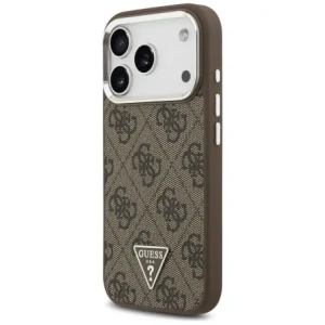 Etui Guess 4G Triangle Logo MagSafe do Apple iPhone 17 Pro brązowy srebrny