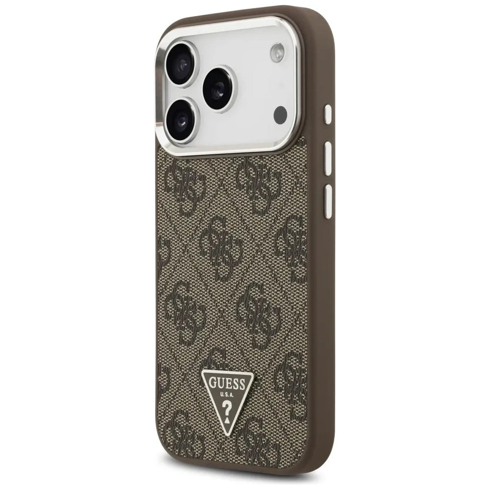 Etui Guess 4G Triangle Logo MagSafe do Apple iPhone 17 Pro brązowy srebrny