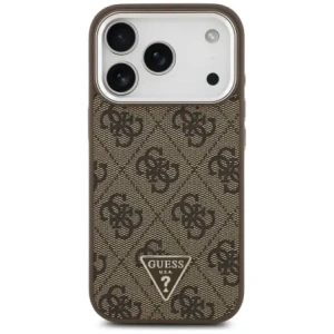 Etui Guess 4G Triangle Logo MagSafe do Apple iPhone 17 Pro brązowy srebrny