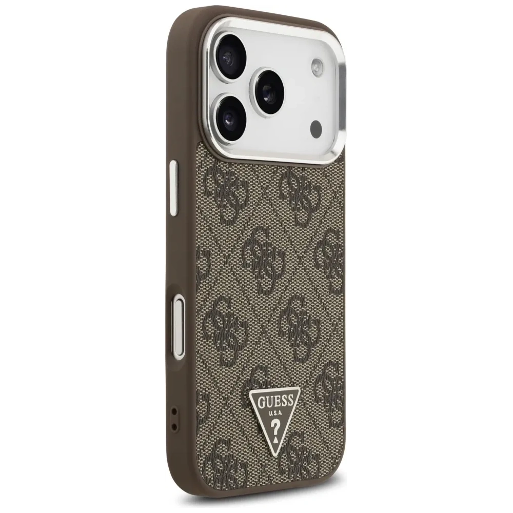 Etui Guess 4G Triangle Logo MagSafe do Apple iPhone 17 Pro brązowy srebrny