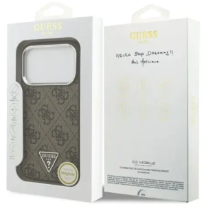 Etui Guess 4G Triangle Logo MagSafe do Apple iPhone 17 Pro brązowy srebrny
