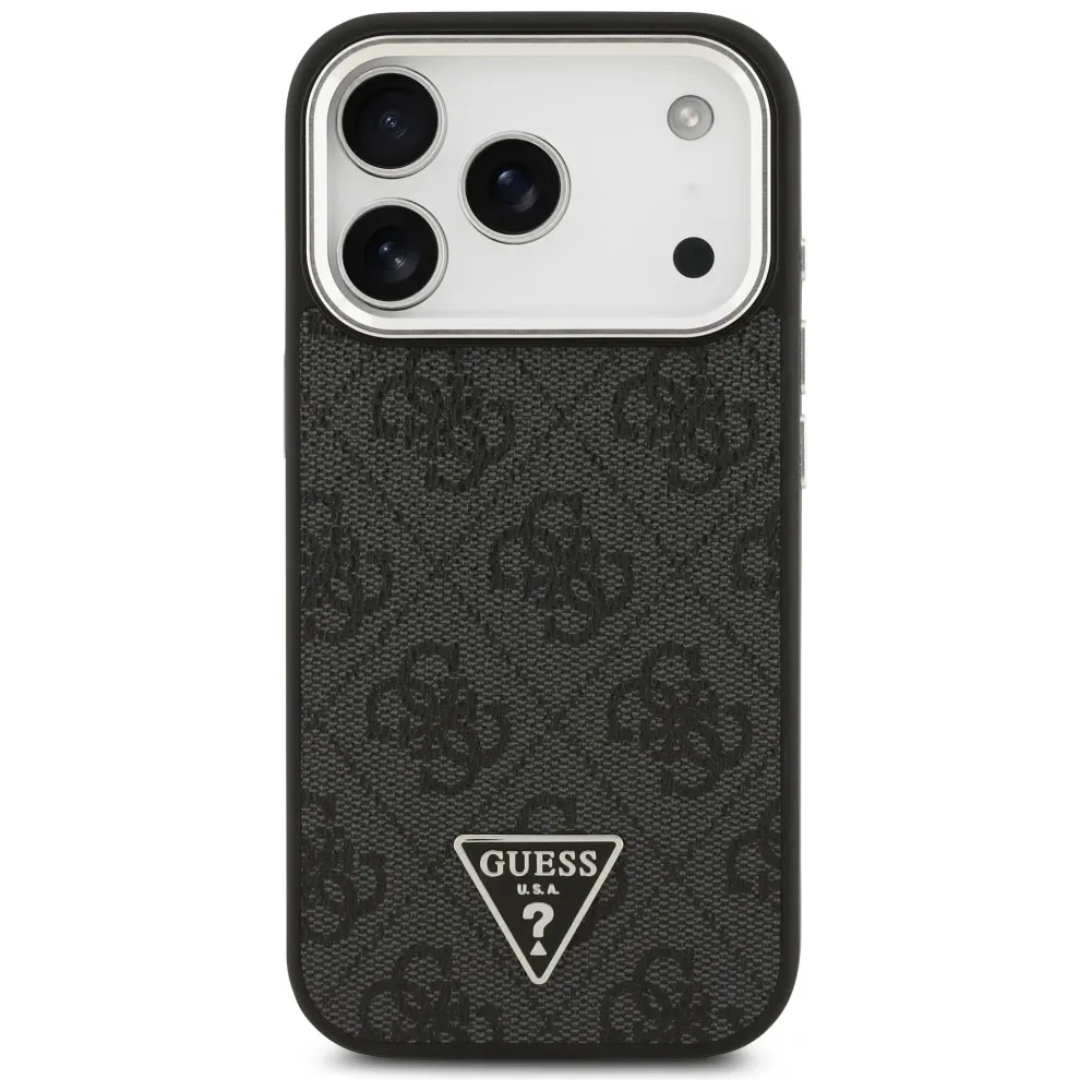 Etui Guess 4G Triangle Logo MagSafe do Apple iPhone 17 Pro czarny srebrny