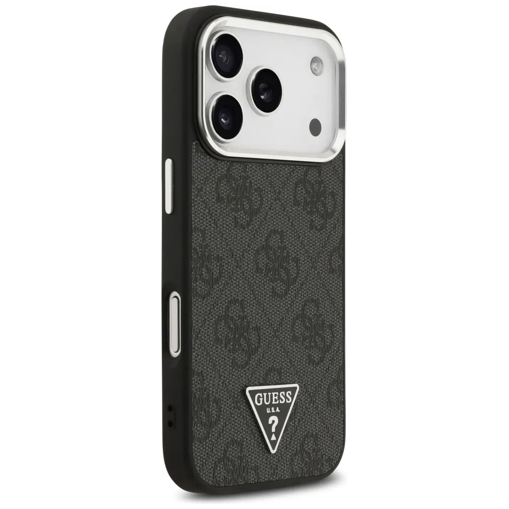 Etui Guess 4G Triangle Logo MagSafe do Apple iPhone 17 Pro czarny srebrny