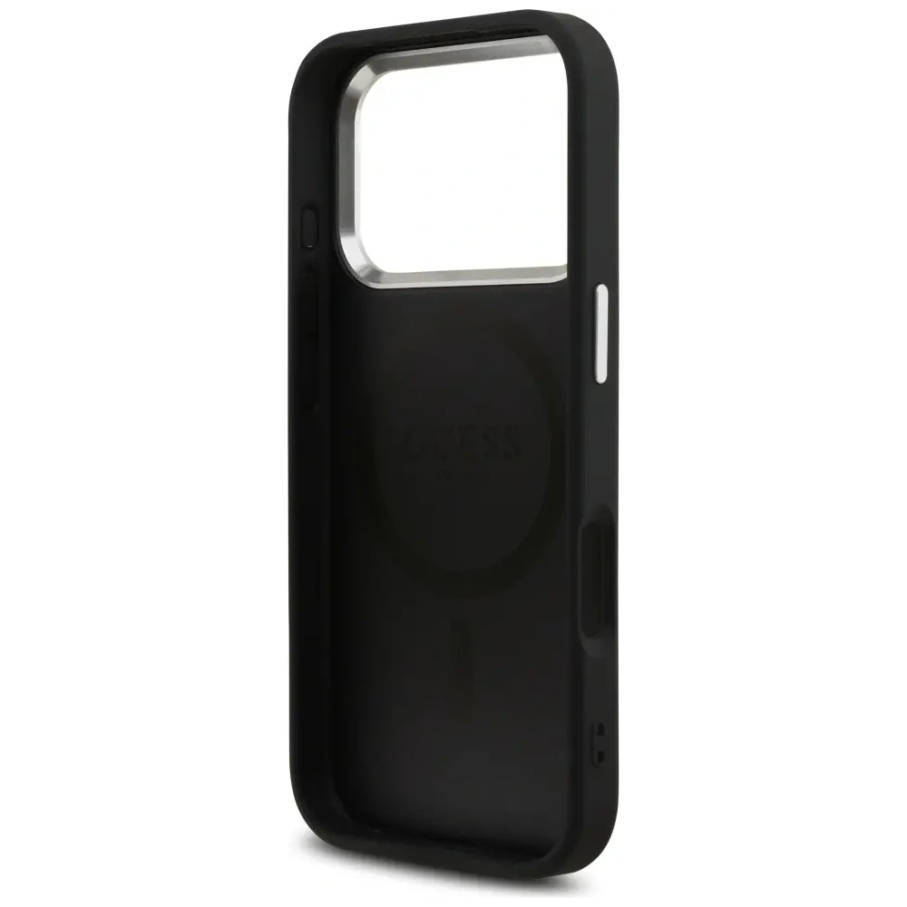 Etui Guess 4G Triangle Logo MagSafe do Apple iPhone 17 Pro czarny srebrny