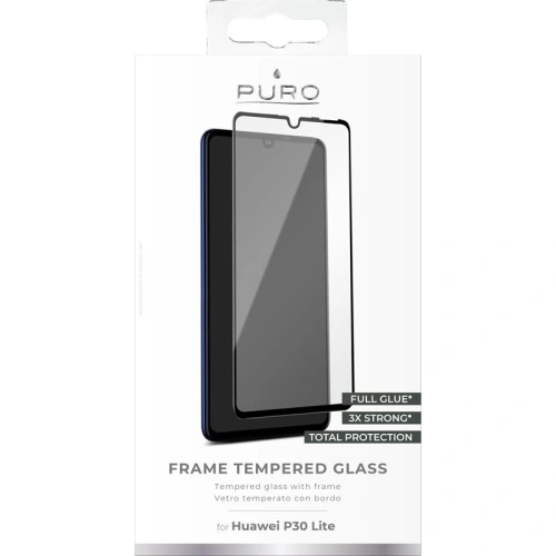 Szkło hartowane PURO Frame Tempered Glass Huawei P30 Lite (czarna ramka)