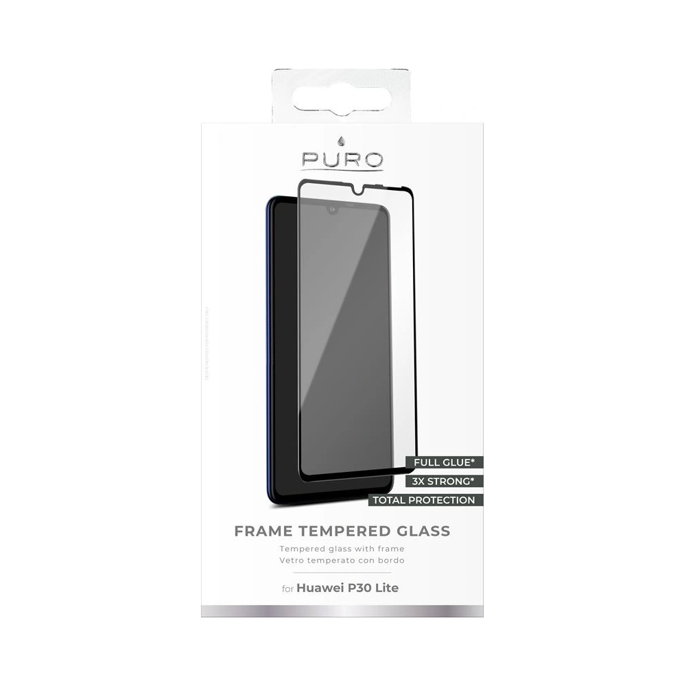 Hurtownia GSM - Sklo tvrzené PURO Frame Tempered Glass Huawei P30 Lite (černý rámeček) - PUR032BLK - {ean13} - Hurt