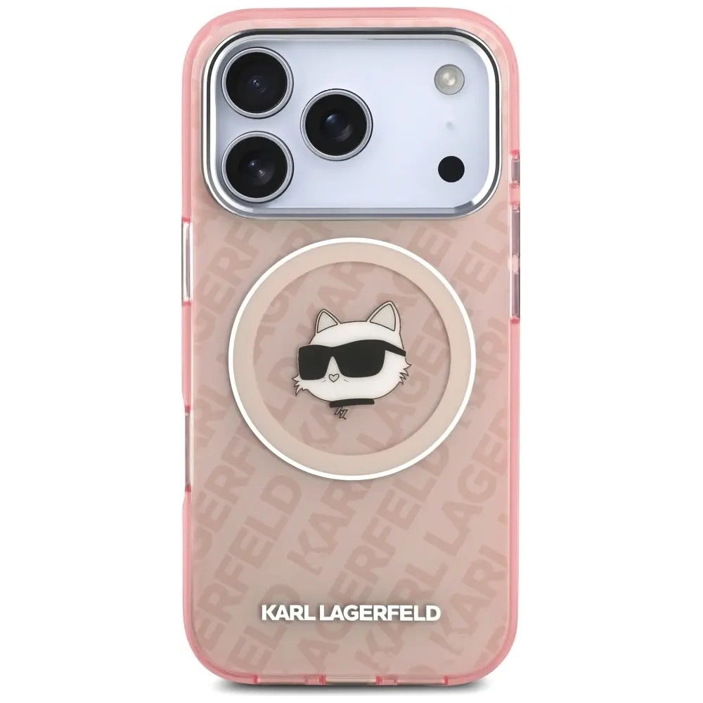 Etui Karl Lagerfeld IML Choupette Head Logo MagSafe do Apple iPhone 17 Pro Max różowy