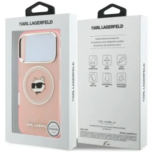 Etui Karl Lagerfeld IML Choupette Head Logo MagSafe do Apple iPhone 17 Pro Max różowy