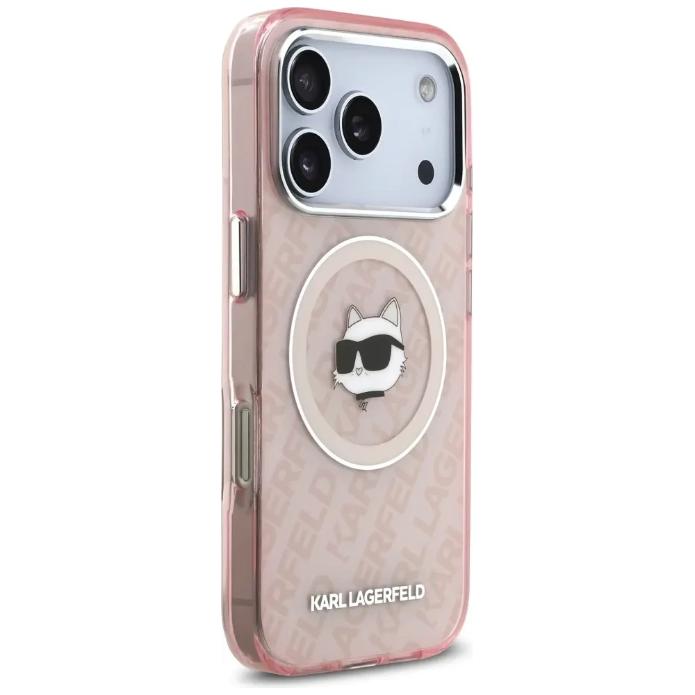 Etui Karl Lagerfeld IML Choupette Head Logo MagSafe do Apple iPhone 17 Pro różowy