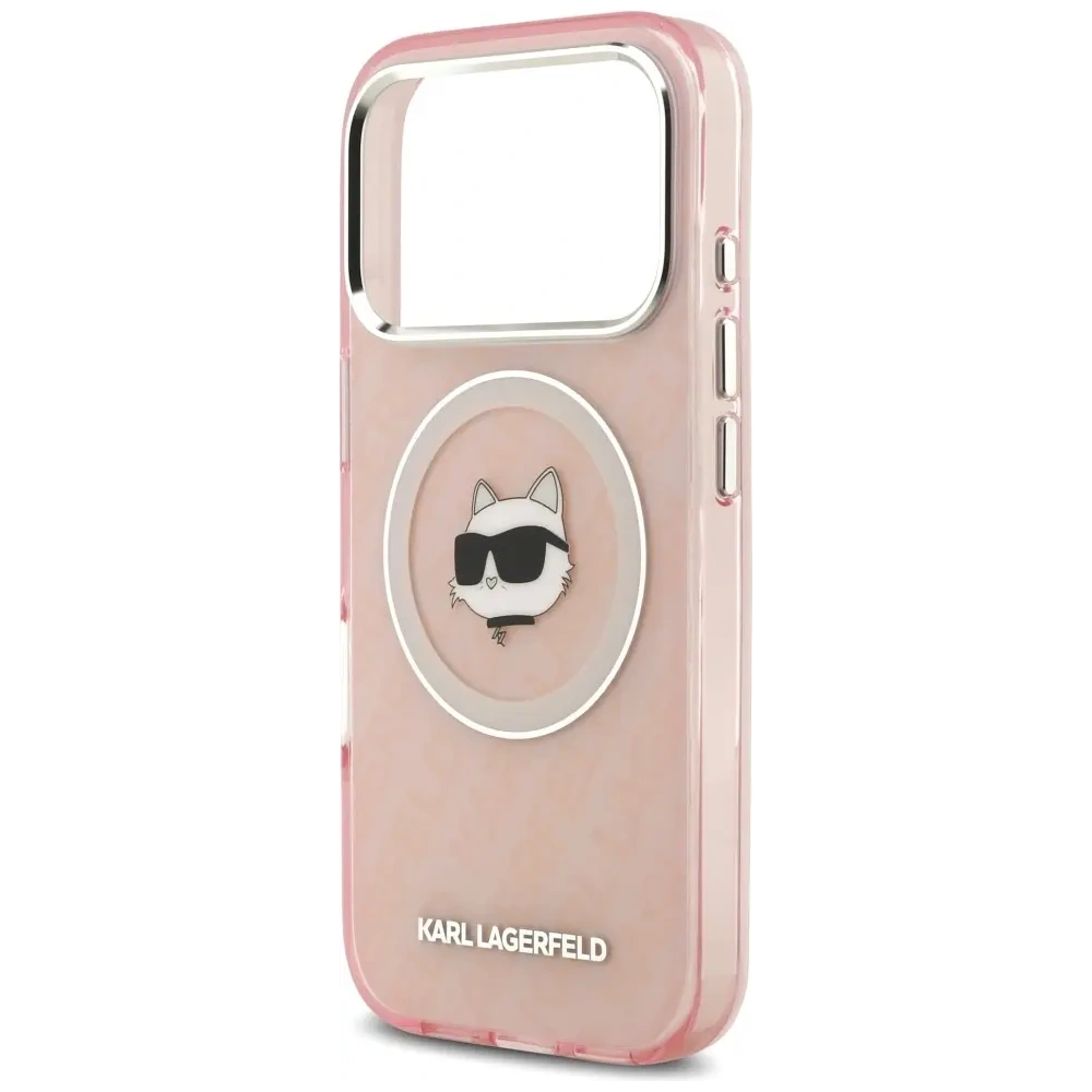 Etui Karl Lagerfeld IML Choupette Head Logo MagSafe do Apple iPhone 17 Pro różowy